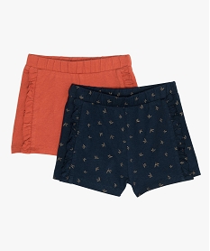 GEMO Short bébé fille en jersey de coton et volants (lot de 2) Bleu