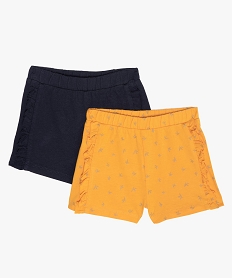 GEMO Short bébé fille en jersey de coton et volants (lot de 2) Jaune