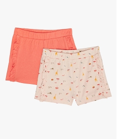 GEMO Short bébé fille en jersey de coton et volants (lot de 2) Orange