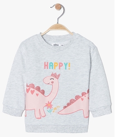 GEMO Sweat bébé fille en molleton doux imprimé pailleté Gris