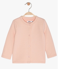 gilet bebe fille en maille sweat texture et boutons-pression roseB585601_1