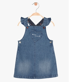 GEMO Robe bébé fille en jean avec bretelles à volants Gris