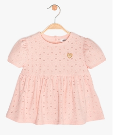 GEMO Blouse bébé fille en maille ajourée et manches courtes Rose