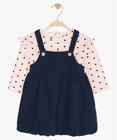 GEMO Ensemble bébé fille 2 pièces : robe + tee-shirt manches longues Bleu