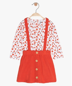 GEMO Ensemble bébé fille 2 pièces : robe + tee-shirt à manches longues Rouge