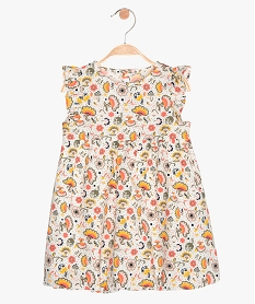 GEMO Robe bébé fille à motifs fleuris avec emmanchures à volants Multicolore