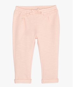 GEMO Pantalon bébé fille en maille avec ceinture élastique Rose