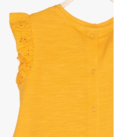 tee-shirt bebe fille sans manches avec dentelle et lisere paillete jauneB591801_2