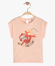 tee-shirt bebe fille coupe loose a motif en relief rose tee-shirts manches courtesB592801_1