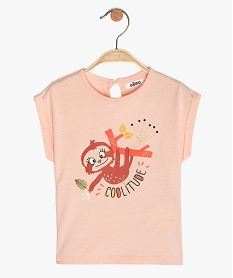 GEMO Tee-shirt bébé fille coupe loose à motif en relief Rose