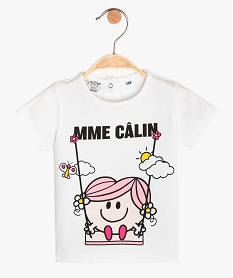 tee-shirt bebe fille imprime - monsieur madame blancB593001_1