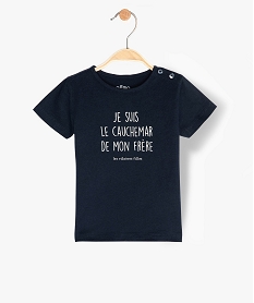 tee-shirt bebe fille a message humoristique - gemo x les vilaines filles bleu tee-shirts manches courtesB593601_1