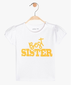 tee-shirt bebe fille a manches ballon et message fantaisie blanc tee-shirts manches courtesB593801_1