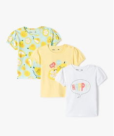 GEMO Tee-shirt bébé fille à manches ballon  (lot de 3) Jaune