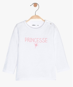 GEMO Tee-shirt bébé fille manches longues avec motifs et inscriptions Beige