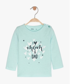 GEMO Tee-shirt bébé fille manches longues avec motifs et inscriptions Bleu