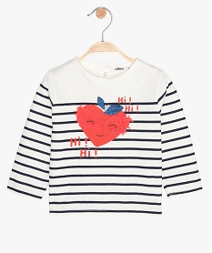 GEMO Tee-shirt bébé fille à manches longues avec motif en relief Imprimé