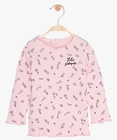 GEMO Tee-shirt bébé fille côtelé à manches longues - Lulu Castagnette Multicolore