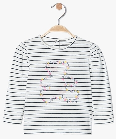 GEMO Tee-shirt bébé fille à rayures et motif floral - Lulu Castagnette Imprimé