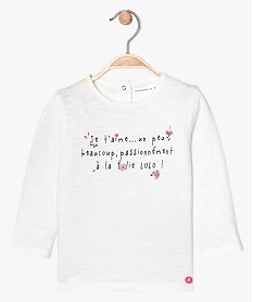 GEMO Tee-shirt bébé fille à message et paillettes - Lulu Castagnette Beige