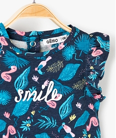tee-shirt bebe fille motif tropical a manches volantees multicoloreB596101_2