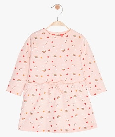robe bebe fille matiere sweat a manches longues roseB596301_1