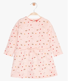 GEMO Robe bébé fille matière sweat à manches longues Rose