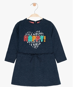 robe bebe fille matiere sweat a manches longues bleuB596401_1