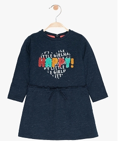 GEMO Robe bébé fille matière sweat à manches longues Bleu