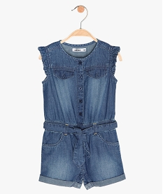 combishort bebe fille en jean sans manches a volants grisB598101_1