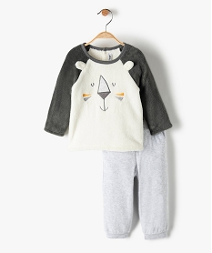 GEMO Pyjama bébé en maille peluche extra douce motif lion Blanc
