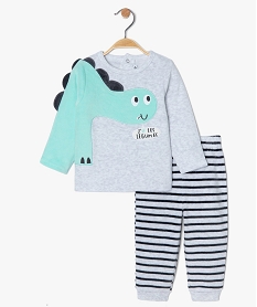 pyjama bebe garcon en velours a manches fantaisie bleuB598701_2