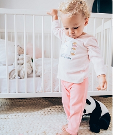 pyjama bebe fille deux pieces bi-matieres a motif licorne roseB598801_3