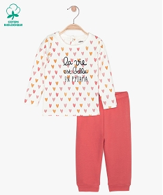 GEMO Pyjama bébé 2 pièces motif cœurs Rose