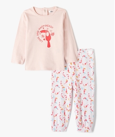 pyjama bebe fille deux pieces a motifs oiseaux exotiques roseB599501_1