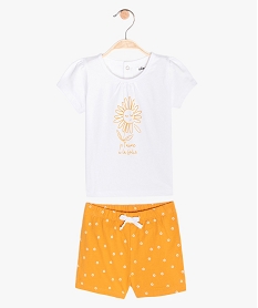 GEMO Pyjashort bébé fille 2 pièces motif fleur Orange