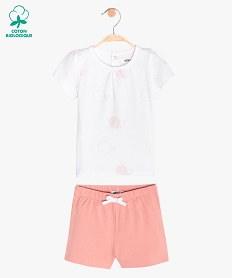 GEMO Pyjashort bébé fille 2 pièces motif baleines Rose