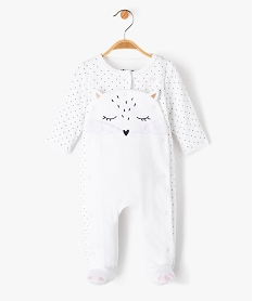 GEMO Pyjama ouverture devant avec motif chat bébé fille Blanc