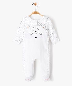 GEMO Pyjama ouverture devant avec motif chat bébé fille blanc standard