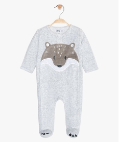 GEMO Pyjama en velours ouvert devant motif renard bébé garçon Gris