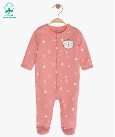 GEMO Pyjama bébé fille en jersey motif cœurs et chat Rose