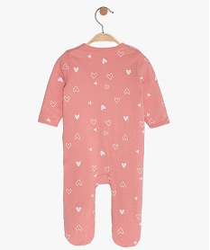 pyjama bebe fille en jersey motif cœurs et chat rose pyjamas ouverture devantB601001_3