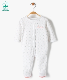 GEMO Pyjama bébé fille à motifs pois 100% coton biologique Beige