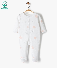 GEMO Pyjama bébé fille à motifs baleines 100% coton biologique Blanc