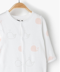 pyjama bebe fille a motifs baleines 100 coton biologique blancB601201_2