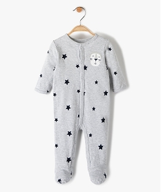 pyjama bebe garcon a motifs etoiles 100 coton biologique gris pyjamas ouverture devantB601301_1