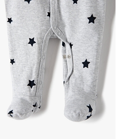 pyjama bebe garcon a motifs etoiles 100 coton biologique gris pyjamas ouverture devantB601301_3