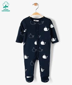 GEMO Pyjama bébé garçon à motifs baleines 100% coton biologique Bleu