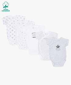 GEMO Body bébé manches courtes fermeture croisée (lot de 5) blanc standard