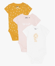 GEMO Body bébé à manches courtes et col US (lot de 3) Multicolore